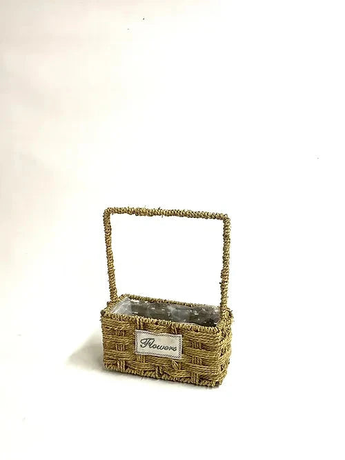 סלסלת חבל מלבנית עם ידית