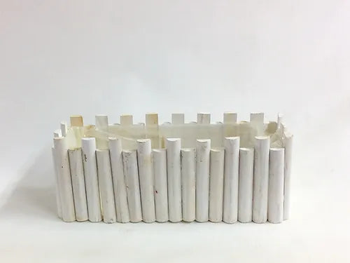 אדנית עץ מלבנית לבנה